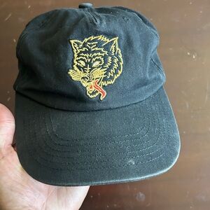 Black Adjustable P & CO Cap with Wolf Embroidery